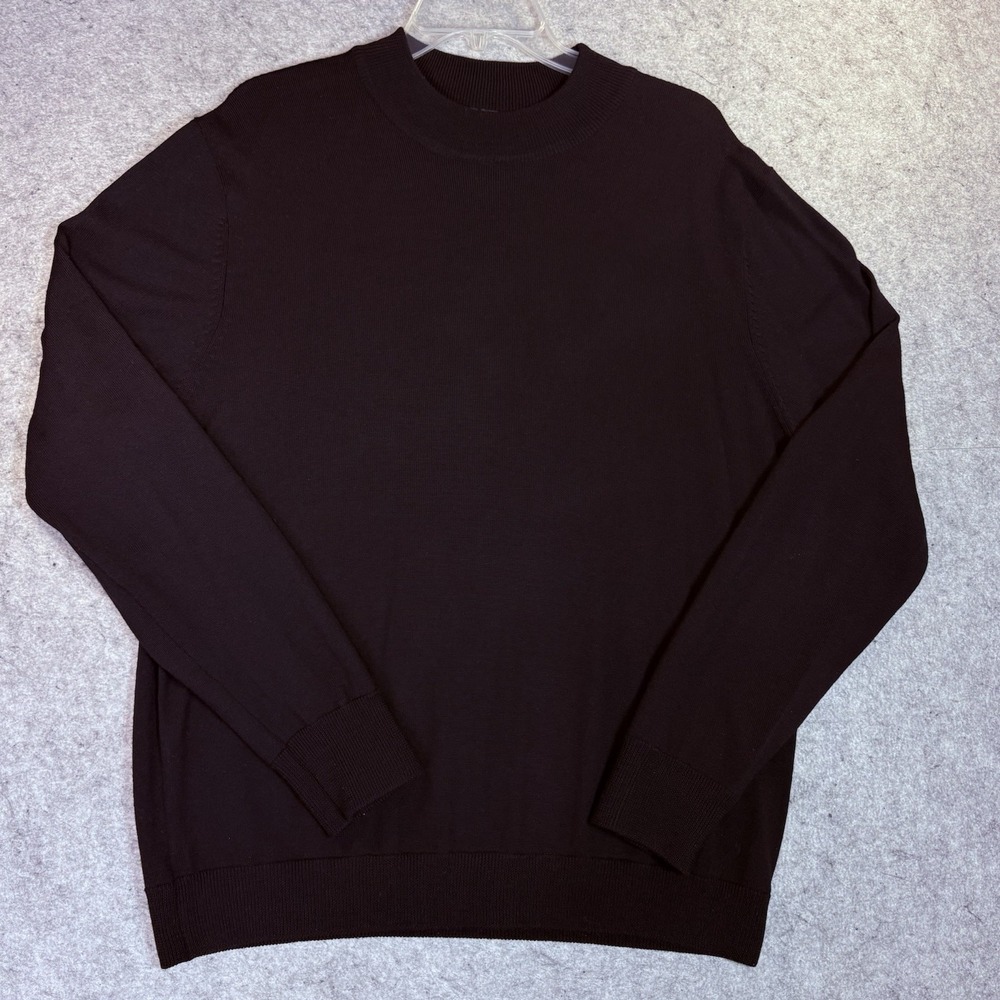 VTG W.H. Belk Sweater Mens L Black Italian Merino Wool Minimalist Classic USA